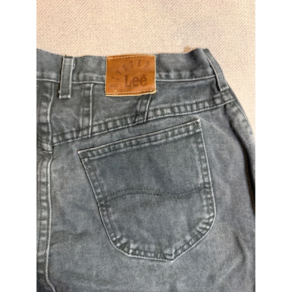 Vintage Lee Riveted High Waisted Relaxed Tapered Jeans Faded Black Denim 32x31 - Picture 5 of 9